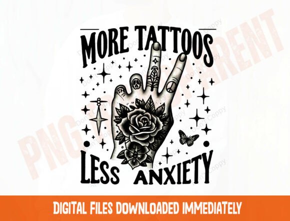 Black Ink Tattoo PNG Design for Bold Apparel