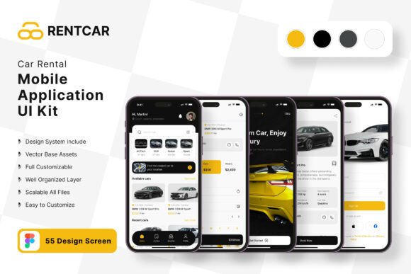 Car Rental Application Mobile UI KIT: A Complete Design Solution